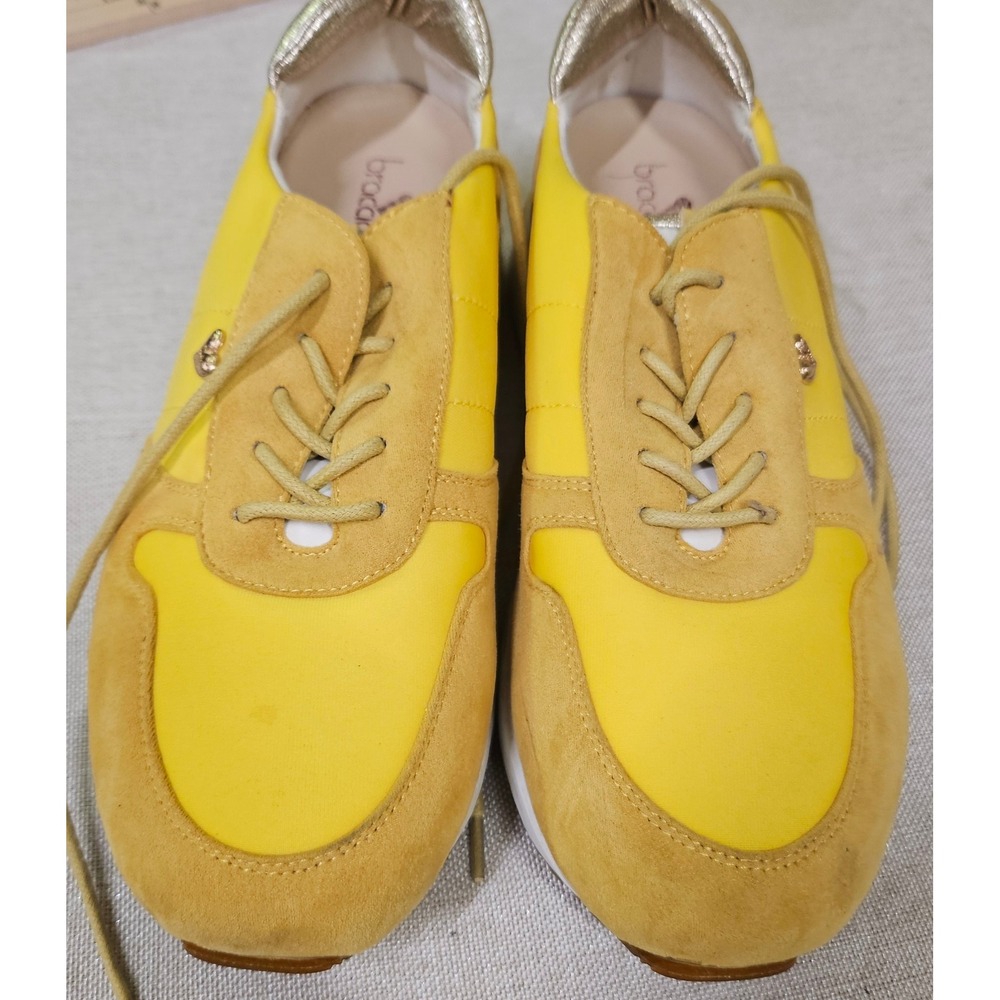 Scarpe Donna Braccialini Sneakers Womens 38 Yellow Suede Leather Heart Italian
